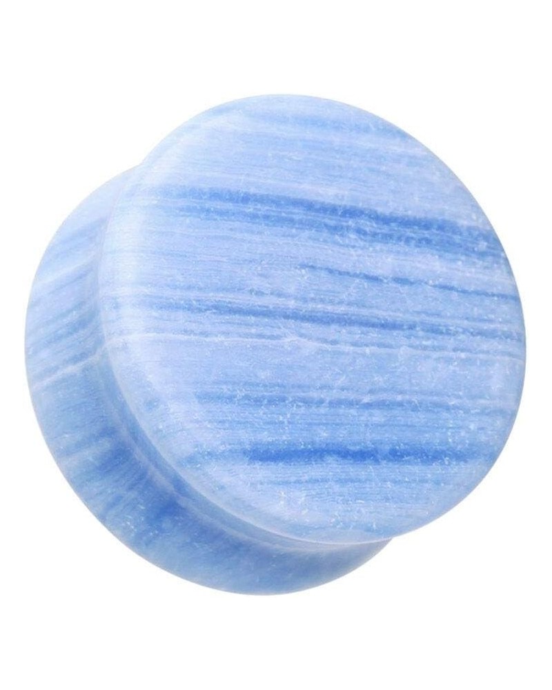 Blue Lace Agate Stone Double Flared Ear Gauge WildKlass Plug 00 GA (10mm) $9.87 Body Jewelry