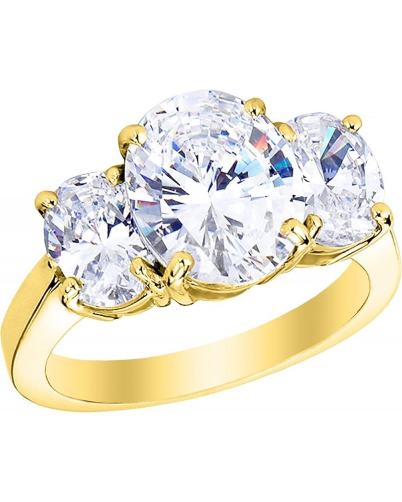 3 Three Stone Oval Diamond Engagement Ring 14K Yellow Gold (H-I Color Ultra Premium) 3.0 carats $1.00 Rings