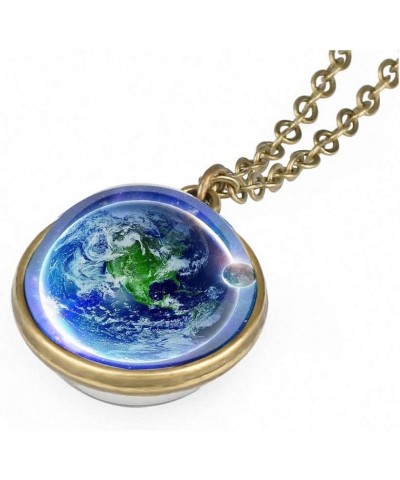 Galaxy Pendant Necklaces Nebula Double Sided Outer Space Glass Planet Necklace for Girl Women Men Earth Globe Universe Jewelr...