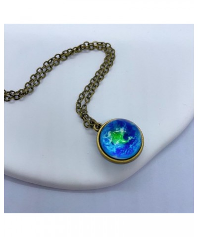 Galaxy Pendant Necklaces Nebula Double Sided Outer Space Glass Planet Necklace for Girl Women Men Earth Globe Universe Jewelr...