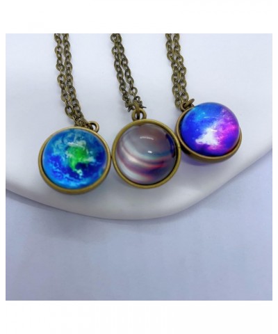 Galaxy Pendant Necklaces Nebula Double Sided Outer Space Glass Planet Necklace for Girl Women Men Earth Globe Universe Jewelr...