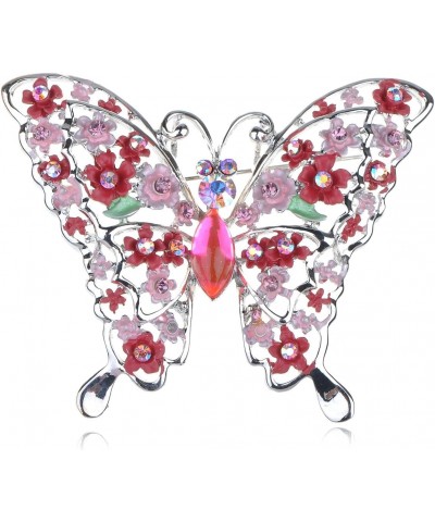 Floral Detail Filigree Fuchsia Pink AB Crystal Rhinestone Butterfly Pin Brooch $11.99 Brooches & Pins