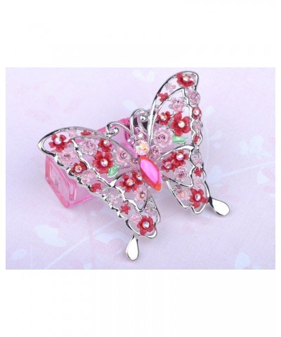 Floral Detail Filigree Fuchsia Pink AB Crystal Rhinestone Butterfly Pin Brooch $11.99 Brooches & Pins