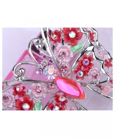 Floral Detail Filigree Fuchsia Pink AB Crystal Rhinestone Butterfly Pin Brooch $11.99 Brooches & Pins