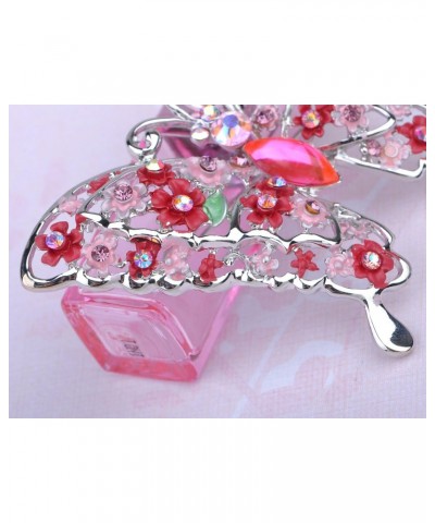 Floral Detail Filigree Fuchsia Pink AB Crystal Rhinestone Butterfly Pin Brooch $11.99 Brooches & Pins