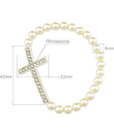 Handmade Alloy Rhinestone White Bead Cross Stretch Bracelet 24 beads $7.73 Bracelets