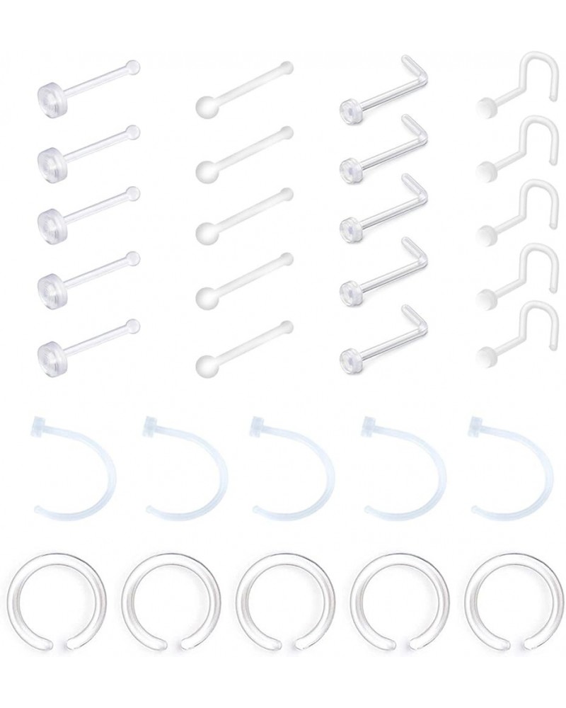 18-20G Clear Acrylic Nose Ring Bioflex Stud Retainer Nose Piercing Body Jewelry for Men Women PACK 1 $6.75 Body Jewelry