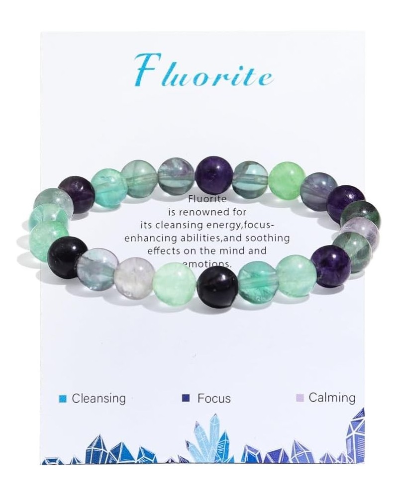 Healing Crystal Stone Bracelets for Women Men Stress Relief Anxiety Yoga Bracelet Semi-Precious Gemstone Bracelets Healing Gi...