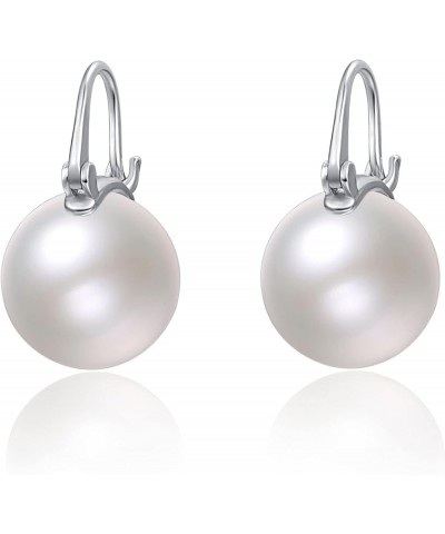 925 Sterling Silver Pearl Earrings for Women Dangle Pearl Drop Earrings Huggie Gifts for Girls Mother Her Silver $10.06 Earrings