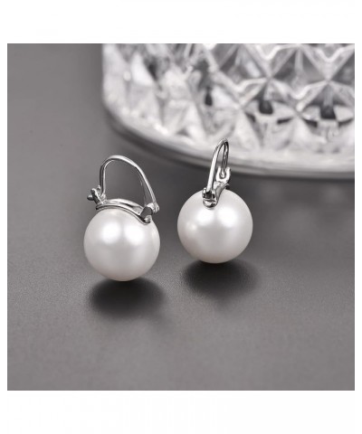 925 Sterling Silver Pearl Earrings for Women Dangle Pearl Drop Earrings Huggie Gifts for Girls Mother Her Silver $10.06 Earrings