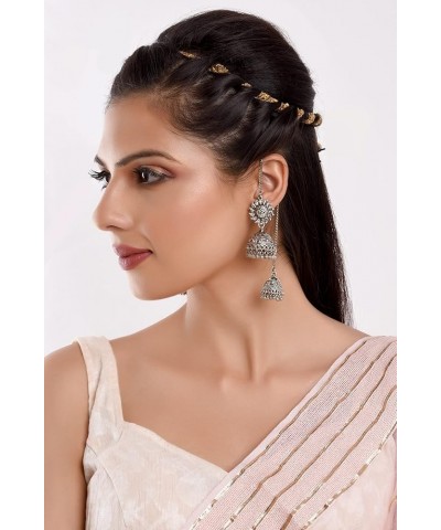 Indian Bollywood Bridal Designer Jewelry Faux Pearl Oxidized Traditional Earrings for Women and Girls, Grey $12.50 Earrings