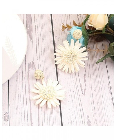 Raffia Earrings Statement Rattan Earrings Summer Boho Sunflower Earrings Raffia Daisies Dangle Earrings for Women Girls Teen ...