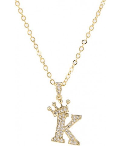 Crystal A-Z Initial Necklace 18K Gold Plated Rhinestone Queen Crown 26 Letter Necklace Personalized Monogram Name Necklace fo...