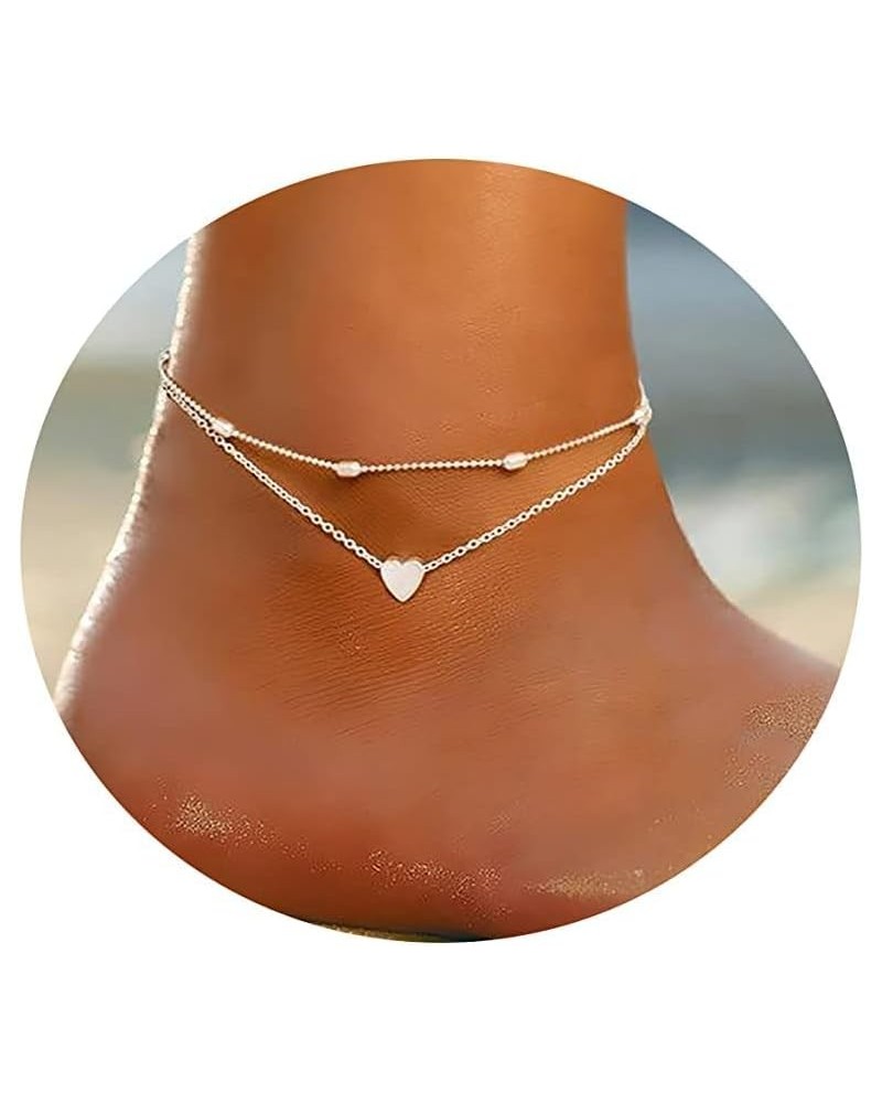 Dainty Ankle Bracelets for Women， 18K Gold Plated Anklets Minimalist Beach Letter Foot Chain Jewelry Gifts Style 4 $7.50 Anklets