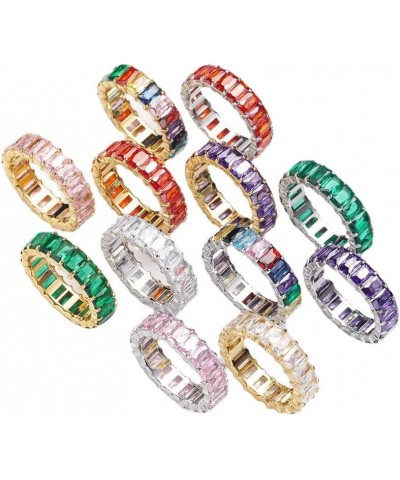 Women's Stainless Steel Colorful Zircon Gemstone Ring Size 6-10 8 Gold-Purple $10.25 Rings