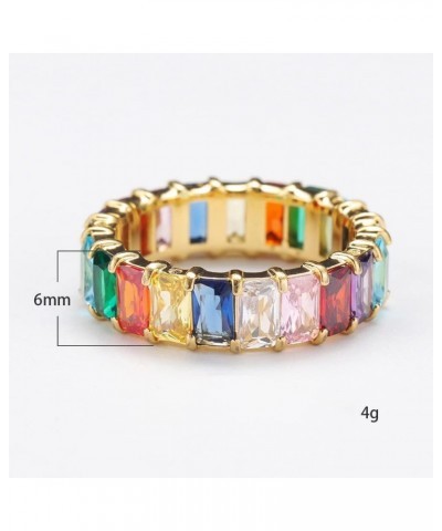 Women's Stainless Steel Colorful Zircon Gemstone Ring Size 6-10 8 Gold-Purple $10.25 Rings