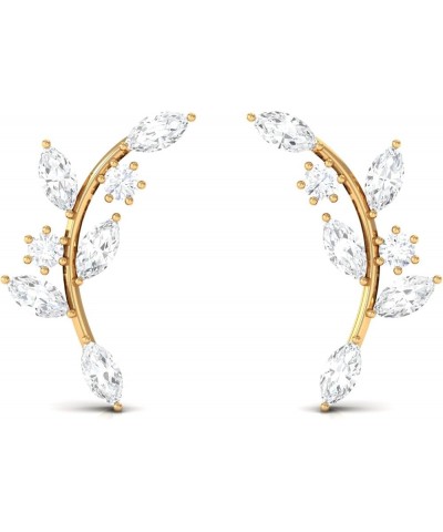 Moissanite Cartilage Ear Piercing Studs, Olive Branch Inspired Climber Earrings with Screw Back 10K Yellow Gold $133.32 Earrings