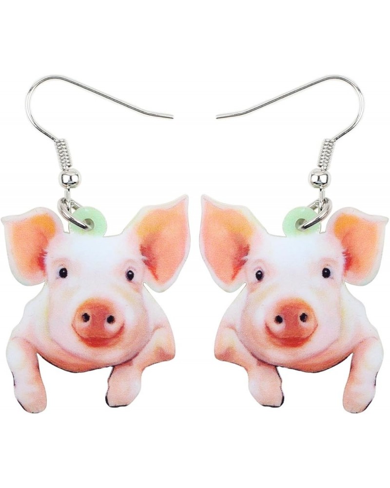 Acrylic Drop Dangle Farm Animals Cute Pig Earrings Jewelry For Women Girls Kids Gift Charms Beige $6.62 Earrings