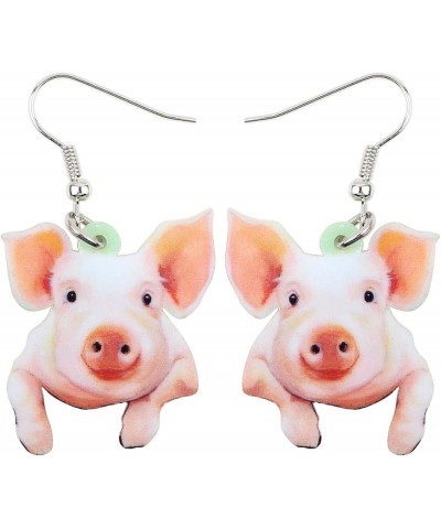 Acrylic Drop Dangle Farm Animals Cute Pig Earrings Jewelry For Women Girls Kids Gift Charms Beige $6.62 Earrings