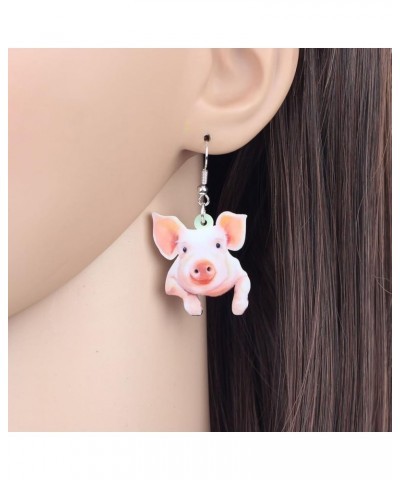 Acrylic Drop Dangle Farm Animals Cute Pig Earrings Jewelry For Women Girls Kids Gift Charms Beige $6.62 Earrings