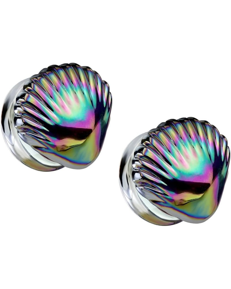 Iridescent Rainbow Shell Glass Double Flared Plugs, Sold As Pair 12mm (1/2") $10.34 Body Jewelry