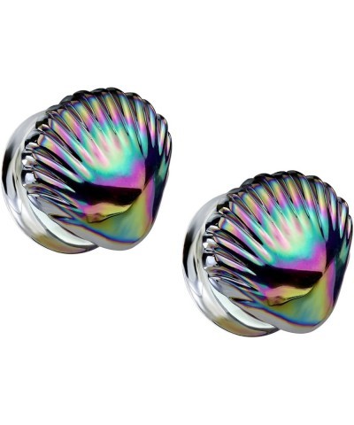 Iridescent Rainbow Shell Glass Double Flared Plugs, Sold As Pair 12mm (1/2") $10.34 Body Jewelry