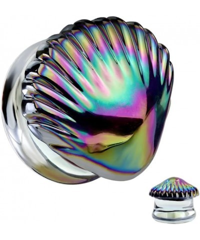 Iridescent Rainbow Shell Glass Double Flared Plugs, Sold As Pair 12mm (1/2") $10.34 Body Jewelry