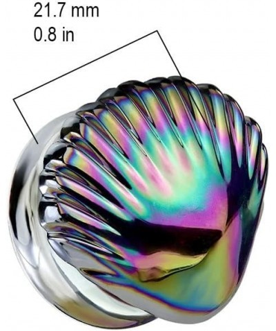 Iridescent Rainbow Shell Glass Double Flared Plugs, Sold As Pair 12mm (1/2") $10.34 Body Jewelry