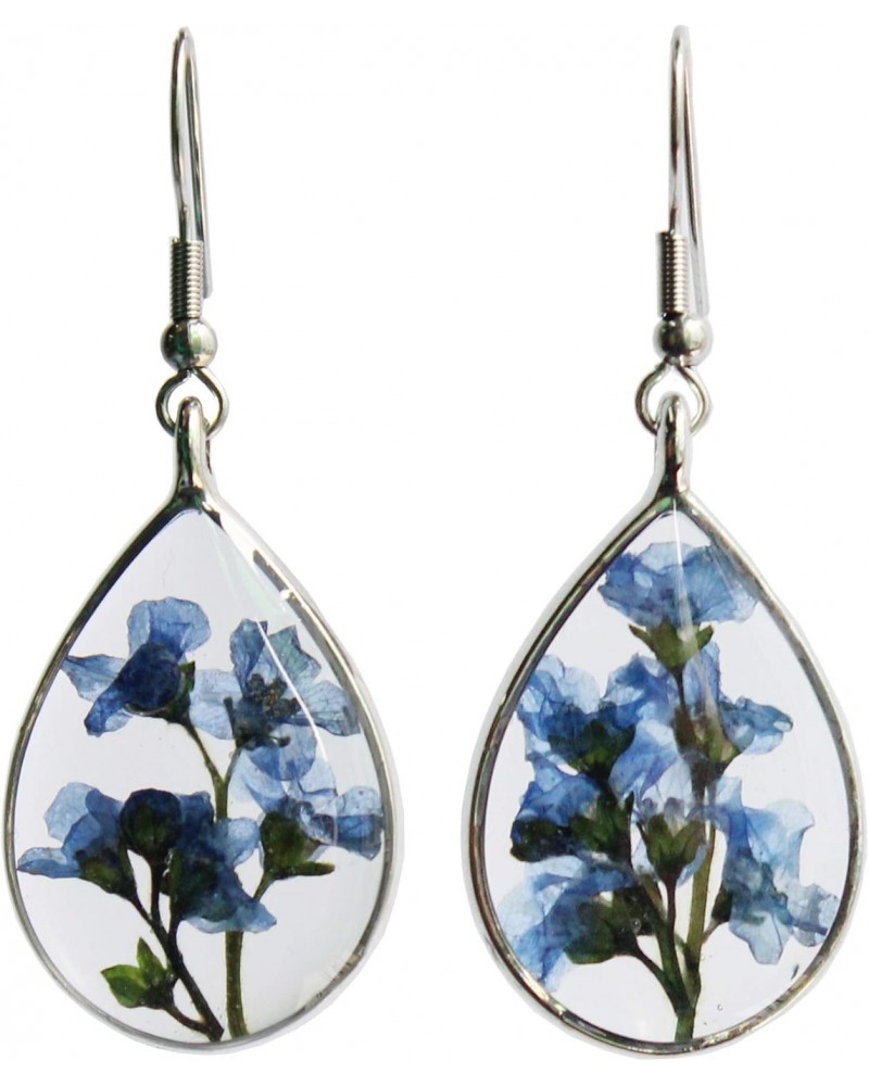 Forget me not Flower Earrings, Personalised Real Pressed Dried Flowers Teardrop Earrings, Handmade Jewelry $10.06 Earrings