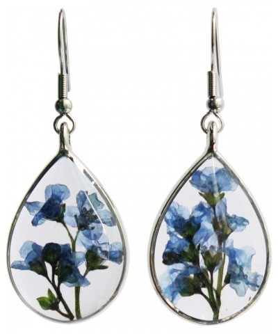 Forget me not Flower Earrings, Personalised Real Pressed Dried Flowers Teardrop Earrings, Handmade Jewelry $10.06 Earrings