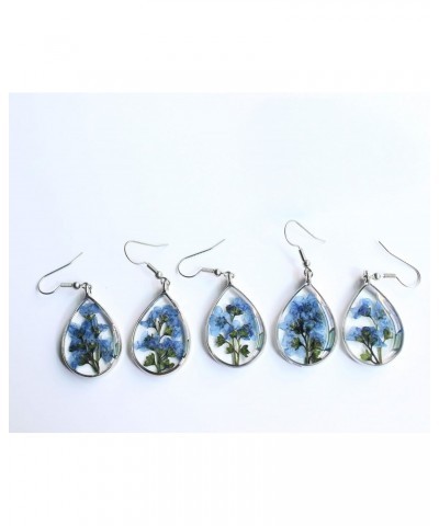 Forget me not Flower Earrings, Personalised Real Pressed Dried Flowers Teardrop Earrings, Handmade Jewelry $10.06 Earrings