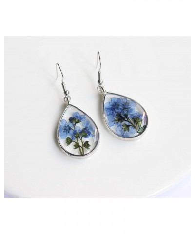 Forget me not Flower Earrings, Personalised Real Pressed Dried Flowers Teardrop Earrings, Handmade Jewelry $10.06 Earrings