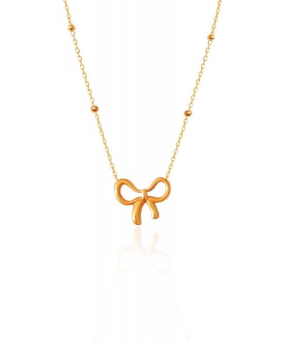 Bow Necklace for Women Girls Bowknot Choker Necklace Bow Necklace Gold Plated Gold Bow Jewelry Necklace Gifts $5.60 Necklaces