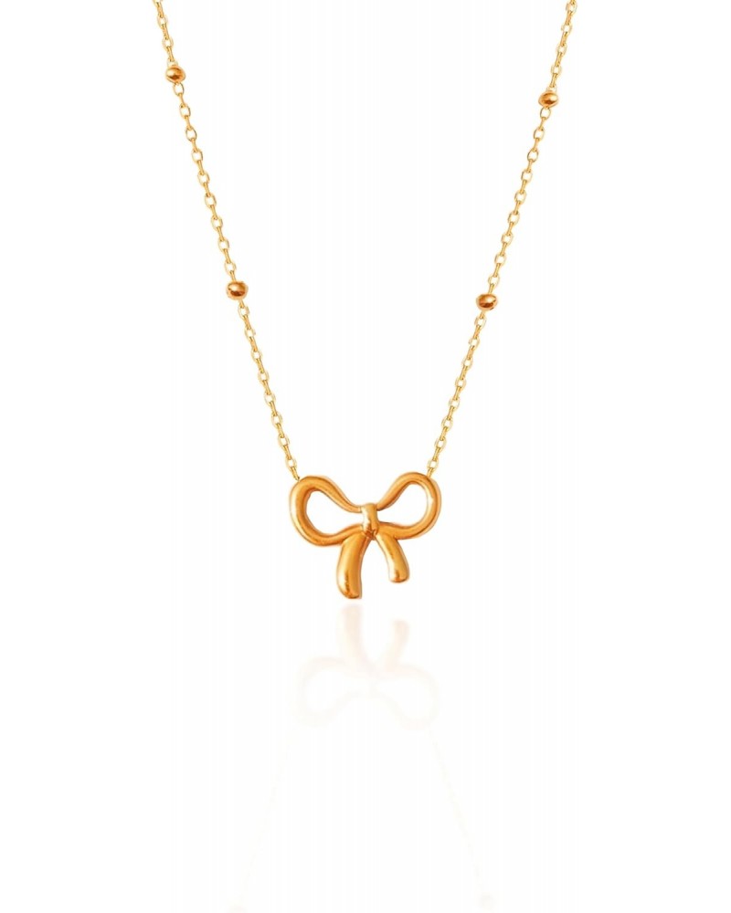 Bow Necklace for Women Girls Bowknot Choker Necklace Bow Necklace Gold Plated Gold Bow Jewelry Necklace Gifts $5.60 Necklaces