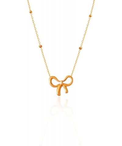 Bow Necklace for Women Girls Bowknot Choker Necklace Bow Necklace Gold Plated Gold Bow Jewelry Necklace Gifts $5.60 Necklaces