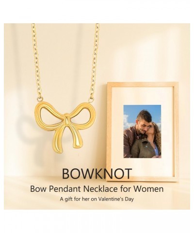 Bow Necklace for Women Girls Bowknot Choker Necklace Bow Necklace Gold Plated Gold Bow Jewelry Necklace Gifts $5.60 Necklaces