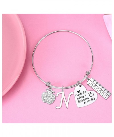 Teacher Gifts for Women Teacher Initial Bangle Bracelet Teacher Appreciation Gifts thank You Gifts for Teachers N $7.79 Brace...