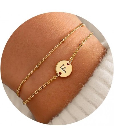 Easter Gifts for Girls - Gold Initial Bracelets for Women Girls - 16K Gold Plated Letter Initial Bracelet Dainty Disc Monogra...