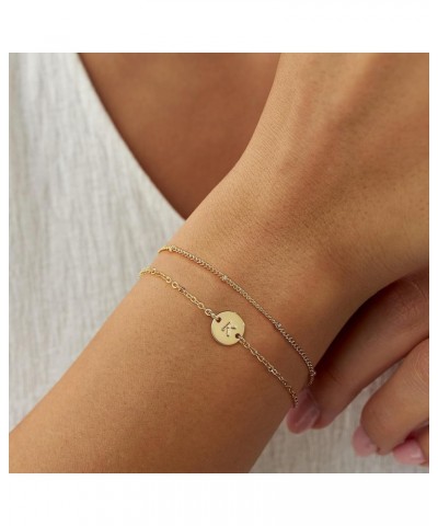 Easter Gifts for Girls - Gold Initial Bracelets for Women Girls - 16K Gold Plated Letter Initial Bracelet Dainty Disc Monogra...