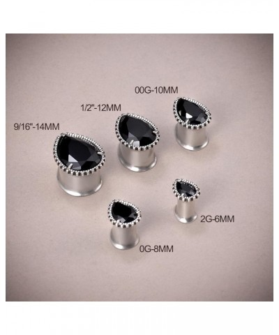 2PCS Teardrop Zircon Gauges For Ears Double Flared Ear Tunnels and Plugs Flesh Stretchers Expander Body Piercing Jewelry 00g-...