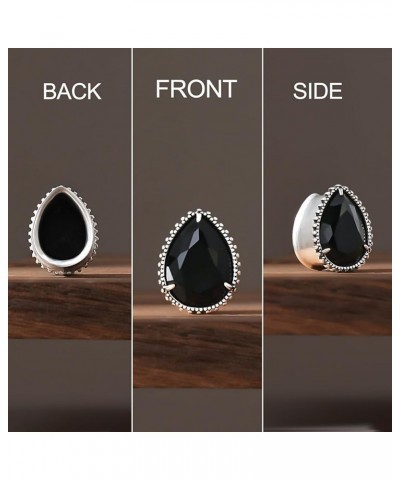 2PCS Teardrop Zircon Gauges For Ears Double Flared Ear Tunnels and Plugs Flesh Stretchers Expander Body Piercing Jewelry 00g-...