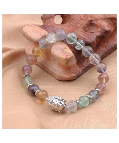 Natural Stone Bead Buddha Bracelet for Women, Buddha Head Charm 8mm (0.31") Healing Crystal Beads Yoga Stretch Bracelets for ...