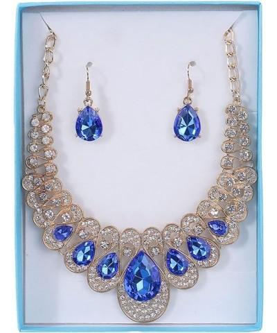 Fashion Women Jewelry Sets Bride Wedding Party Gold Plated Chain Necklace Earring Set blue $8.39 Jewelry Sets