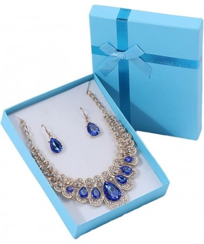 Fashion Women Jewelry Sets Bride Wedding Party Gold Plated Chain Necklace Earring Set blue $8.39 Jewelry Sets