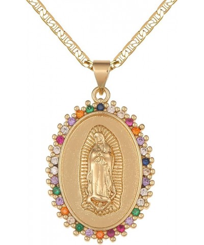 18K Gold Plated Flat 3MM Virgin Mary Guadalupe Charm Chain Pendant Necklace Christian Jewelry 08-Gold $11.59 Necklaces