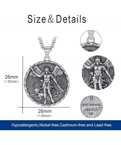 925 Sterling Silver Patron Saint Necklace Amulet Miraculous Medal Pendant Jewelry for Men Women with 2.0mm 20+2" Rolo Chain (...