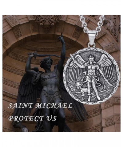 925 Sterling Silver Patron Saint Necklace Amulet Miraculous Medal Pendant Jewelry for Men Women with 2.0mm 20+2" Rolo Chain (...