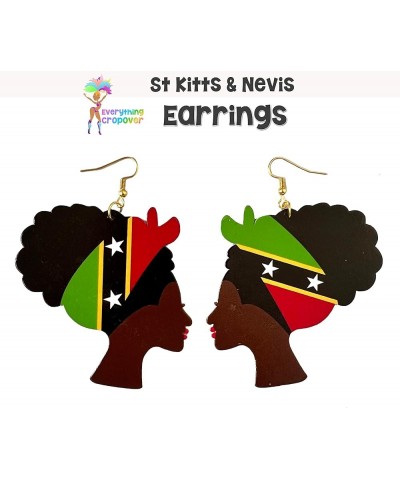 Caribbean Flag Drop Earrings for Black and Brown Skin Women | Afro Wood Dangle Earrings | Christmas Gift | Jamaica Barbados A...