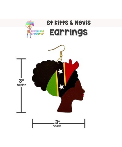 Caribbean Flag Drop Earrings for Black and Brown Skin Women | Afro Wood Dangle Earrings | Christmas Gift | Jamaica Barbados A...