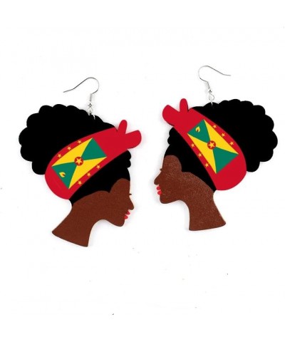 Caribbean Flag Drop Earrings for Black and Brown Skin Women | Afro Wood Dangle Earrings | Christmas Gift | Jamaica Barbados A...